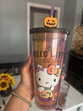 Hello Kitty Pumpkin Tumbler Cup - Pink/Orange/Purple
